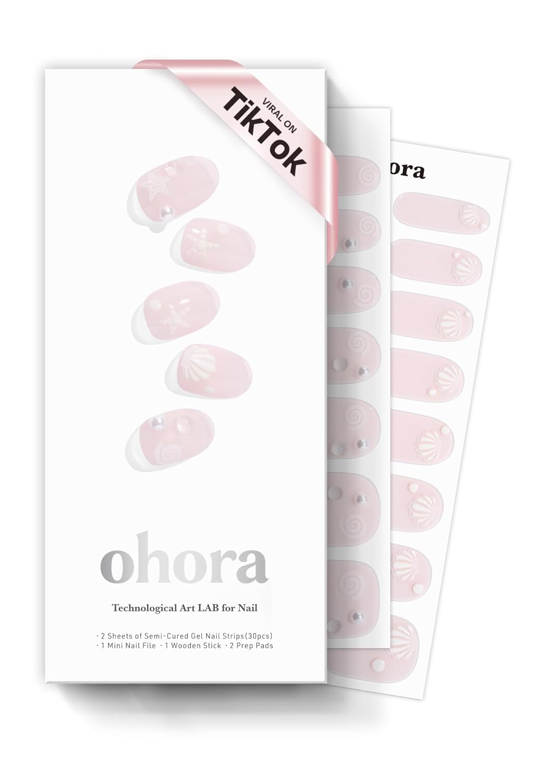 ohora Semi Cured Gel Nail Set of 3 (N Seashell Love & N Juicy Grape & N Hibiscus Jelly) - Professional Salon-Quality Nail Care - Easy to Use, Comfortable Curing, and Easy to Remove