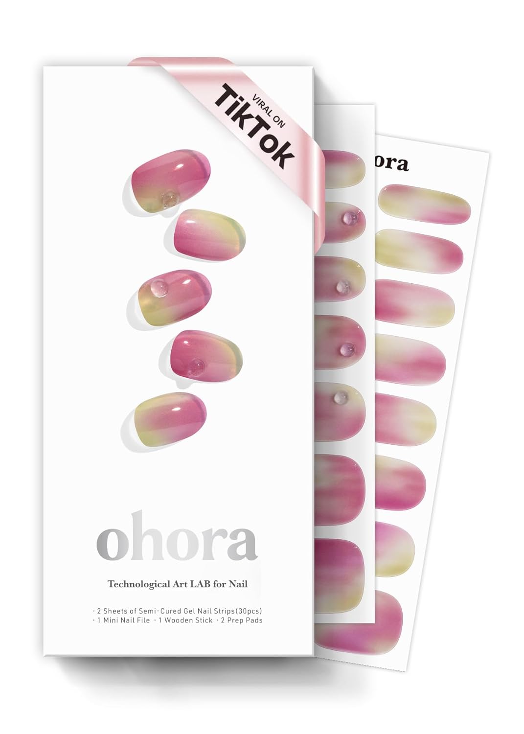 ohora Semi Cured Gel Nail Set of 3 (N Seashell Love & N Juicy Grape & N Hibiscus Jelly) - Professional Salon-Quality Nail Care - Easy to Use, Comfortable Curing, and Easy to Remove
