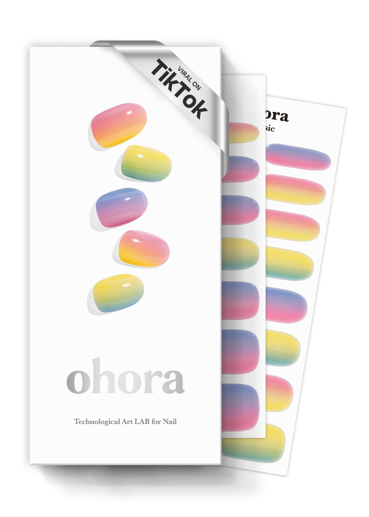 ohora Semi Cured Gel Nail Strips (N Mulberry) - Red, Ombre, Works with Any UV/LED Lamps, Salon-Quality, Long Lasting, Easy to Apply & Remove - Includes 2 Prep Pads, Nail File & Wooden Stick