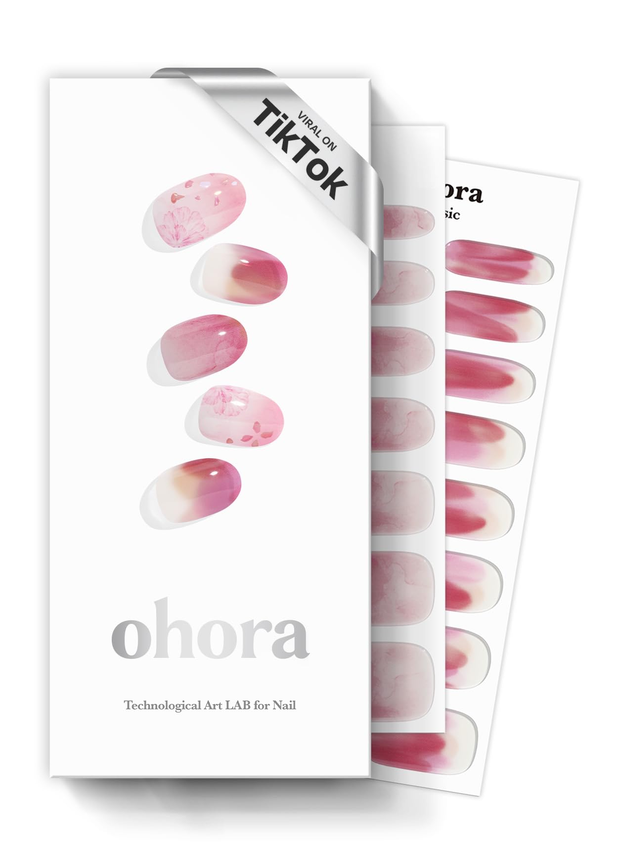 ohora Semi Cured Gel Nail Strips (N Mulberry) - Red, Ombre, Works with Any UV/LED Lamps, Salon-Quality, Long Lasting, Easy to Apply & Remove - Includes 2 Prep Pads, Nail File & Wooden Stick