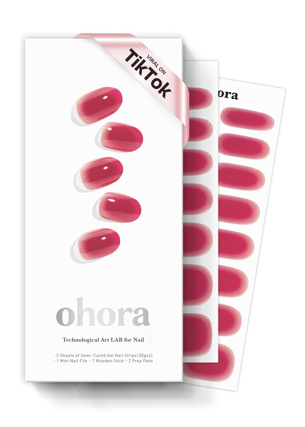 ohora Semi Cured Gel Nail Set of 3 (N Seashell Love & N Juicy Grape & N Hibiscus Jelly) - Professional Salon-Quality Nail Care - Easy to Use, Comfortable Curing, and Easy to Remove