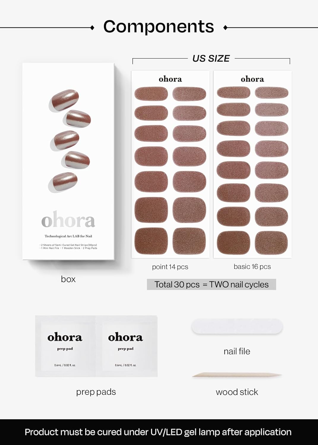 ohora Semi Cured Gel Nail Set of 2 (N Chocolate Chrome & N Matcha Chrome) - Professional Salon-Quality Nail Care - Easy to Use, Comfortable Curing, and Easy to Remove