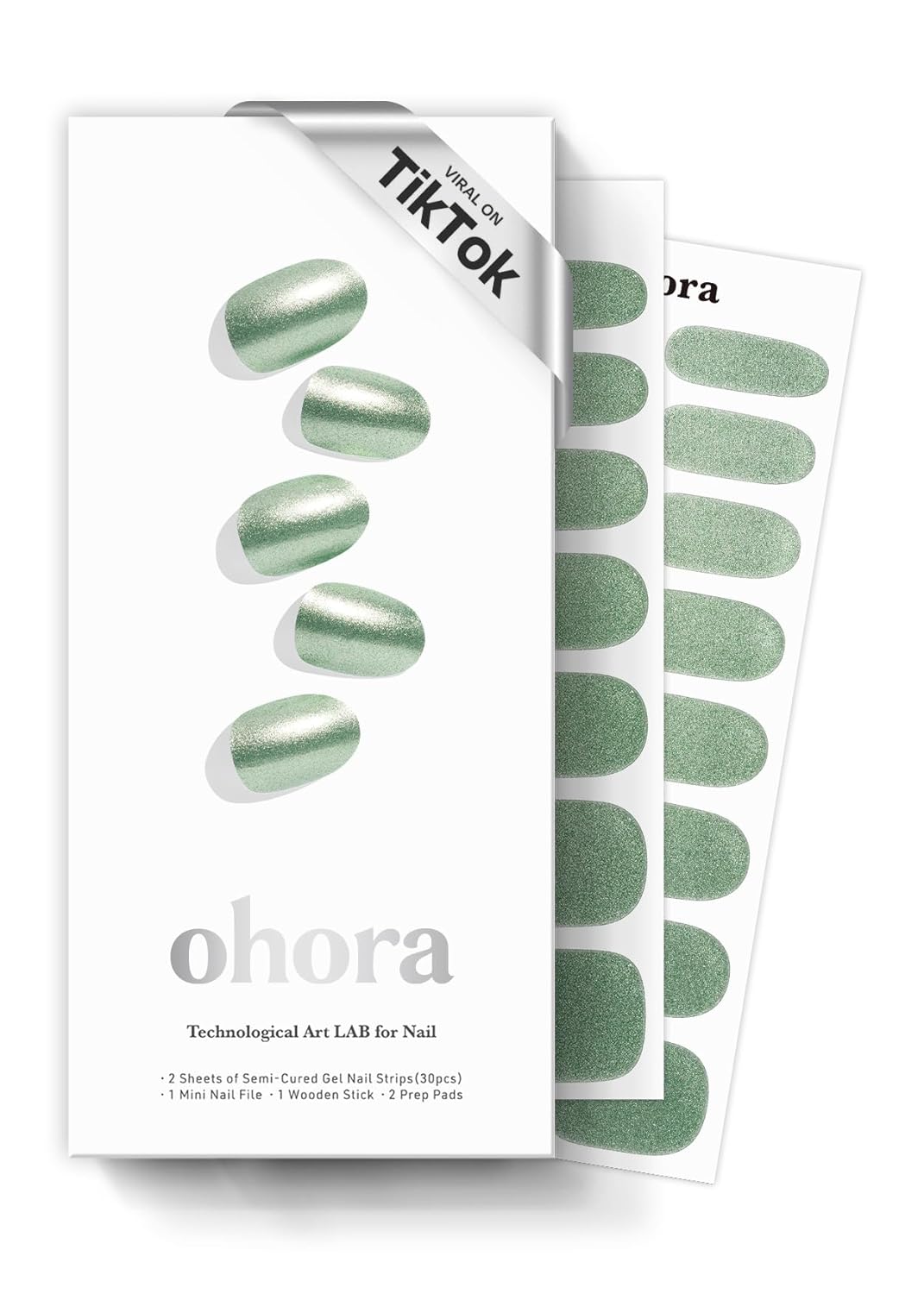 ohora Semi Cured Gel Nail Set of 2 (N Chocolate Chrome & N Matcha Chrome) - Professional Salon-Quality Nail Care - Easy to Use, Comfortable Curing, and Easy to Remove