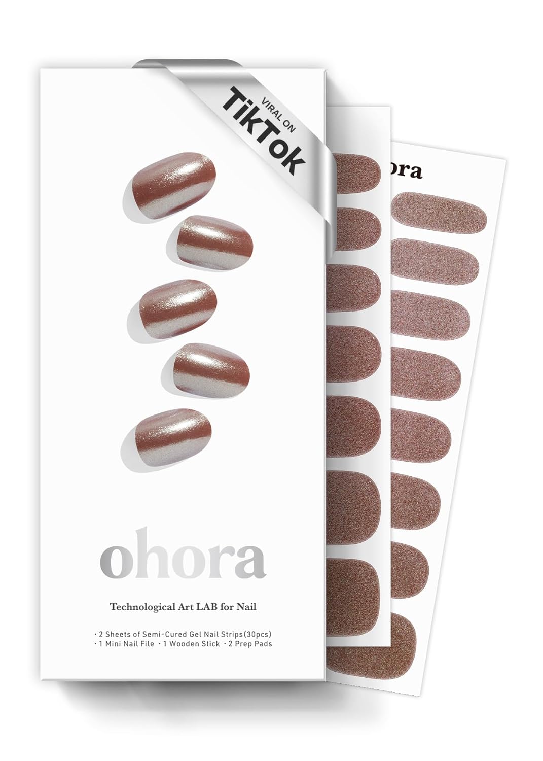 ohora Semi Cured Gel Nail Set of 2 (N Chocolate Chrome & N Matcha Chrome) - Professional Salon-Quality Nail Care - Easy to Use, Comfortable Curing, and Easy to Remove
